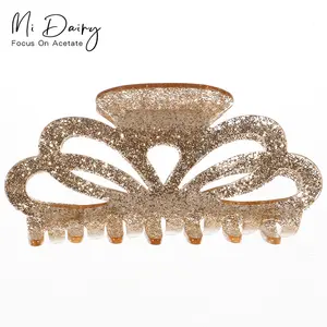 Acrilico Mi Dairy custom gold hollowed acrilico glitter morsetti bulk trendy fashion jelly hair claw clips 222886