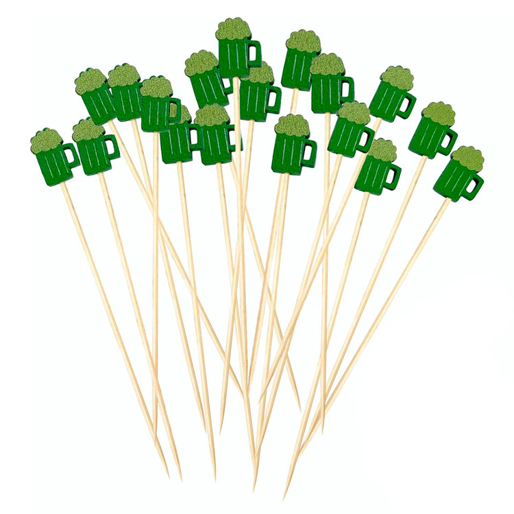 Palillos de cóctel de cerveza verde 100 unidades/bolsa