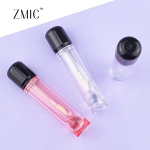 <span class=keywords><strong>Tube</strong></span> de brillant à lèvres transparent rose clair avec bouchon à vis noir, applicateur en PETG transparent, emballage cosmétique vide en gros - Product Image 4