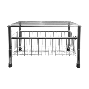 Tiroir de rangement coulissant à double niveau <span class=keywords><strong>sous</strong></span> l'évier Organisateur de cuisine Grille métallique Type debout Matériel métallique Stockage d'articles divers - Product Image 2