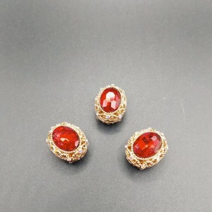 Perle ovale en alliage électroplaqué double face avec incrustation de diamants pour la fabrication de bijoux DIY, petite taille - Product Image 3