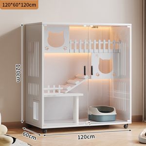 Toptan üretici popüler LED kapalı Modern ahşap kapalı lüks <span class=keywords><strong>Pet</strong></span> mobilya kedi evi kediler Villa - Product Image 5