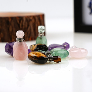 Bouteille en Améthyste Naturelle <span class=keywords><strong>Eric</strong></span> Sales, Pierre de Guérison, Cristal en Forme de Cœur, Améthyste, Quartz Rose, Bouteille de Parfum, Bouteille d'Huile Essentielle - Product Image 1