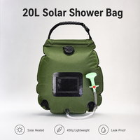 Douche solaire portable 20L pour camping, sac de douche en PVC Ripstop anti-fuite avec affichage de température, pommeau de pulvérisation pliable pour randonnée et plage