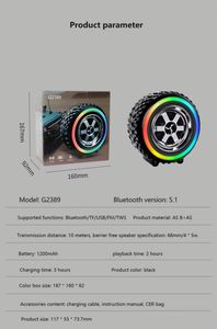 Hot Selling Wheel Shape Trending Products BT3.0 <b>Speaker</b> Rgb Lights <b>Car</b> Wheel Wireless Portable <b>Speaker</b> With Mic for Gift - Product Image 3