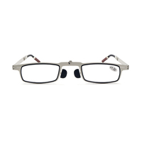Honkan 2025 Lunettes de lecture pliables en métal argenté anti-lumière bleue avec étui à ouverture automatique pour hommes et femmes