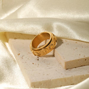 18 карат золото и нержавеющая сталь Многофункциональная Луна Звезда солнце спиннинг декомпрессионное кольцо Модные Бохо ювелирные изделия - Product Image 4