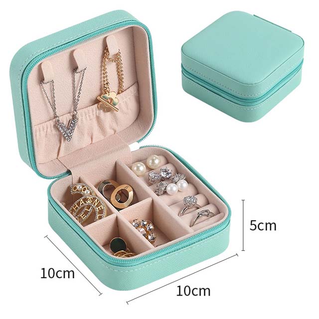 Low Moq Custom Logo Wholesale Luxury Pu Leather Jewelry Box Organize Case Leather Mini Travel Jewelry Boxes