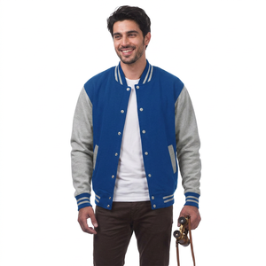 Blousons universitaires d'hiver personnalisables en coton chenille pour hommes, style streetwear, col montant, logo frontal, couleurs personnalisées - Product Image 1