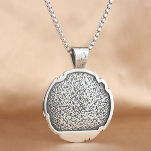 Stainless Steel Round Pendant With Jesus Christ Design Unisex Necklace 231065 - Product Image 2