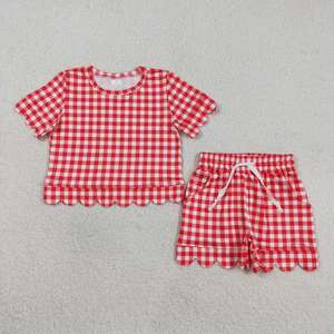 Conjunto de Dos Piezas para Niñas, Diseño 2026, Color Morado Claro, Estampado a Cuadros, con Volantes, Ropa Casual de Verano para Niños - Product Image 5