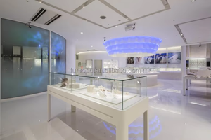 Comptoir de présentation de bijoux en métal moderne pour la vente au détail, petit kiosque de magasin de bijoux avec vitrine - Product Image 3