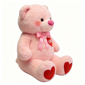 Oso de peluche rosa personalizado, oso de peluche con corazón, oso rosa de San Valentín con lazo, juego de osos de peluche románticos de varios tamaños - Product Image 4