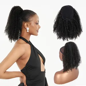 Juliana-extensiones de pelo sintético de 14 pulgadas, pelo corto Afro rizado de Kanekalon, con cordón, coletas