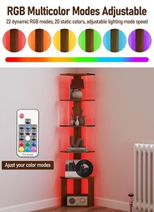 Vitrina de Esquina de 6 Niveles con LED, Estantes de Acrílico con Puertas, Vitrina para Curiosidades y Exhibición de Figuras y Artículos de Vanidad - Product Image 5