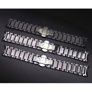 Correa de reloj de cerámica de 22mm y 24mm para <span class=keywords><strong>Armani</strong></span> AR1451 AR1452 AR1400 AR1410, pulsera de muñeca con hebilla de mariposa de extremo curvo mate para hombre - Product Image 3