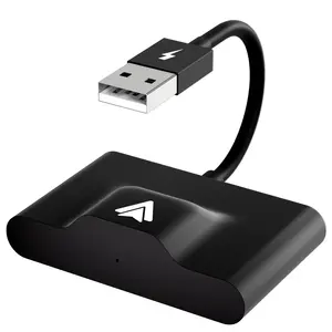 Adaptor mobil ABS 2 dalam 1 & pengisi daya otomatis nirkabel & kabel kompatibel dengan mobil Android Output AC Dongle Putar mobil