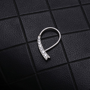 Anneau de nez en titane ASTM F136 avec incrustation d'opale ou de zircone cubique |   Anneau de piercing hypoallergénique sans soudure pour Daith, Septum, Hélix et Cartilage - Product Image 3