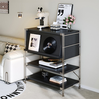 Meuble de rangement latéral moderne en métal et bois, réglable en hauteur, gain de place, idéal pour salon et bureau – Vente directe usine
