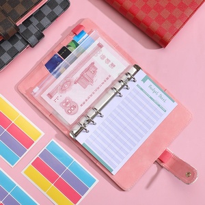 Leather Binder Ring Leather A5/A6 PU Leather Budget Binder With Magnetic Buckle Closure 6 Ring Budget Binder
