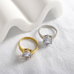 แหวนกันน้ำไม่หมอง คุณภาพดี ชุบทอง 14k 18k PVD แหวนสแตนเลส 316L ประดับเพชรซิคอน แหวนหมั้นสำหรับผู้หญิง - Product Image 2