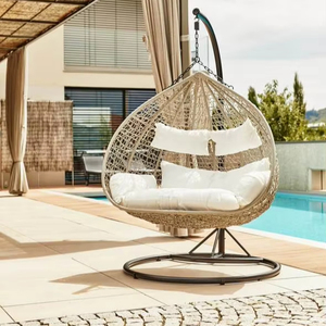<span class=keywords><strong>Sedia</strong></span> a <span class=keywords><strong>dondolo</strong></span> sospesa in rattan stile Boho con supporto in metallo, per interni ed esterni, in vimini, per balcone, giardino, patio, lounge - Product Image 2