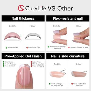 Curvlife 30 Uñas Postizas Cortas, Uñas Acrílicas Brillantes con Diseño de Efecto Luminoso, Uñas Adhesivas para Mujer - Product Image 5