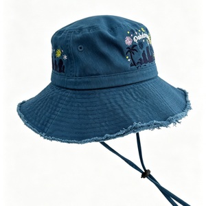 Sombrero <span class=keywords><strong>de</strong></span> Pescador Personalizado con Logotipo OEM, <span class=keywords><strong>de</strong></span> Algodón Lavado, Bordado, con Borde Deshilachado, Correa Antipérdida para Viajes al Aire Libre - Product Image 2