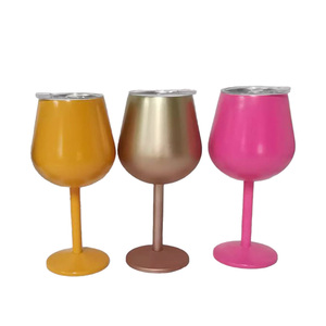 Hotting <span class=keywords><strong>Sale</strong></span> Vino Tumbler 10oz Taza con aislamiento de temperatura Copa de vino de acero inoxidable sellada al vacío con tapa - Product Image 1