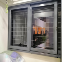 Système de fenêtre coulissante en aluminium à rupture de pont thermique personnalisé avec barres de sécurité, verre isolant et glissière horizontale pour maison moderne
