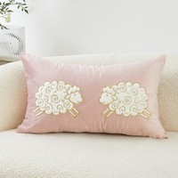 Housse de coussin décorative personnalisable pour salon, broderie appliquée motif mouton, 12 x 20 pouces, vente en gros, pour Pâques