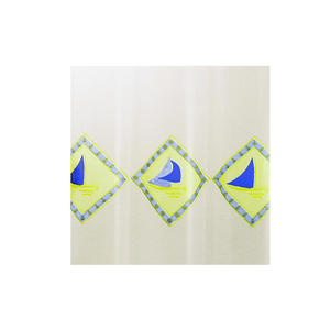 Rideau de douche 3D Horizon 240x200cm à 3 côtés, rideau de bain à 2 côtés en tissu imperméable avec crochets en polyester et lin pour salle de bain - Product Image 1