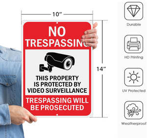 Yüksek kaliteli hava çizik su ve solmaya karşı direnç kapalı ve açık hiçbir izinsiz uyarı Video gözetim işareti etiketleri - Product Image 3