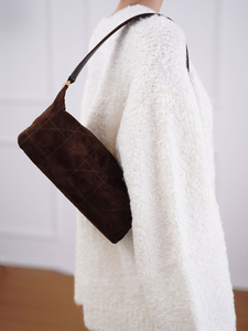 <b>Suede</b> <b>Fabric</b> Manufacturers Custom Embroidery Thread Ladies Handbag New High Quality Fashion French Shoulder Bag - Product Image 2
