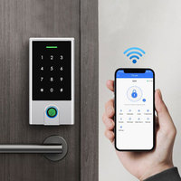 Serrure de porte intelligente HF5 TTlock avec fonction d'ajout/déletion de code PIN/carte, utilise la fonction de pointage des heures de présence/absence des employés, clavier de contrôle d'accès RFID pour portail