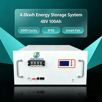 Batterie LiFePO4 haute capacité à montage en rack 48V 100Ah 4.8kWh avec écran LCD, communication CAN et BMS intelligent, 6000+ cycles pour télécommunications/solaire