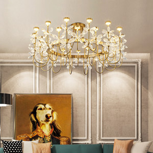 Lámpara de Araña de Cristal de Lujo, LED, Base Redonda para Bombilla E27, 3 Años de Garantía, Modelo Diamante Flor para Sala de Estar, Villa o Habitación Principal - Product Image 3