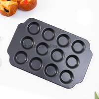 Plaque de cuisson en acier au carbone antiadhésive à 12 cavités pour muffins et mini-gâteaux, vente en gros