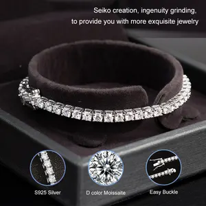 Gioielli foglia d'oro vendita calda 3mm-5mm D colore VVS Moissanite bracciale collana Tennis catena 925 in argento Sterling catena Moissanite