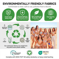 Conjunto de Bikini Triangular con Tirantes Laterales y Rayas Azules y Blancas de Secado Rápido, Ecológico, con Logotipo Personalizado del Fabricante OEM, Traje de Baño para Mujer