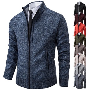 秋冬男士夹克修身立领拉链夹克男士加厚保暖男士开衫毛衣外套 - Product Image 1