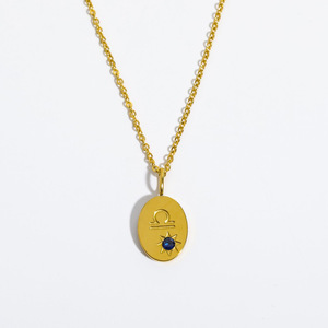 Vente en gros d'acier inoxydable 18K plaqué PVD <span class=keywords><strong>Horoscope</strong></span> pierre de naissance 12 Constellations signe du zodiaque bijoux pendentif collier - Product Image 4