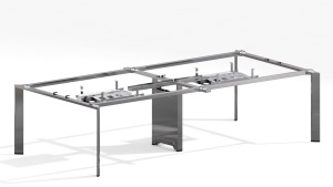 Scrivania Modulare Moderna con Gambe in Acciaio, Telaio in Metallo Cromato, Postazione di Lavoro per 4 Persone con Dimensioni Personalizzabili - Product Image 6