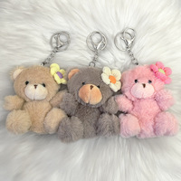 En gros, Porte-clés lumineux en peluche ours fleur mini dessin animé, Kawaii, doux, écologique et durable, breloque de sac