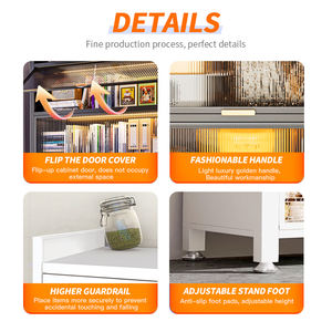 Gabinete de Almacenamiento de Cocina de Metal ODM/OEM con Panel Perforado, Gabinetes de Cocina Modernos Blancos con Puerta Abatible para el Hogar, Restaurante, <span class=keywords><strong>Aparador</strong></span> - Product Image 5