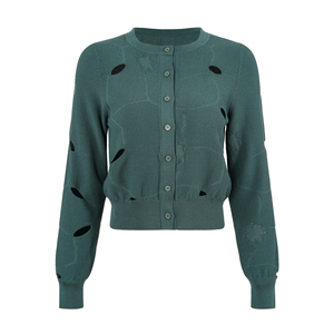 Suéter de Punto Personalizado para Mujer, MOQ Bajo, Manga Larga, Cuello Redondo, Color Sólido, Botones Decorativos, Cárdigan de Punto - Product Image 4