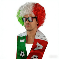Kit d'accessoires pour supporters de football HLC personnalisé : drapeau de l'équipe nationale, perruque afro, lunettes, pour événements sportifs