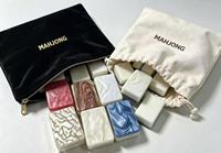Sac de rangement en velours hollandais personnalisé avec logo, pochette à cordon pour tuiles et supports de mahjong américain, velours doux hollandais