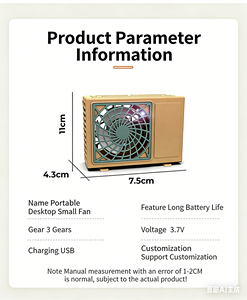 Ventilateur de table portable à LED rechargeable, 3 pales, pour cadeau personnel - Product Image 6