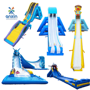 Toboggan aquatique gonflable de qualité commerciale géant avec piscine à jets d'eau pour enfants et adultes, équipement de parc d'attractions extérieur, PVC haute résistance - Product Image 1